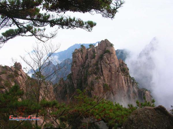 China Yellow Mountain with clouds