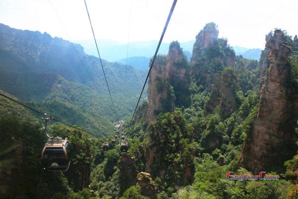 View Zhangjiajie mountains from the Cable Car
